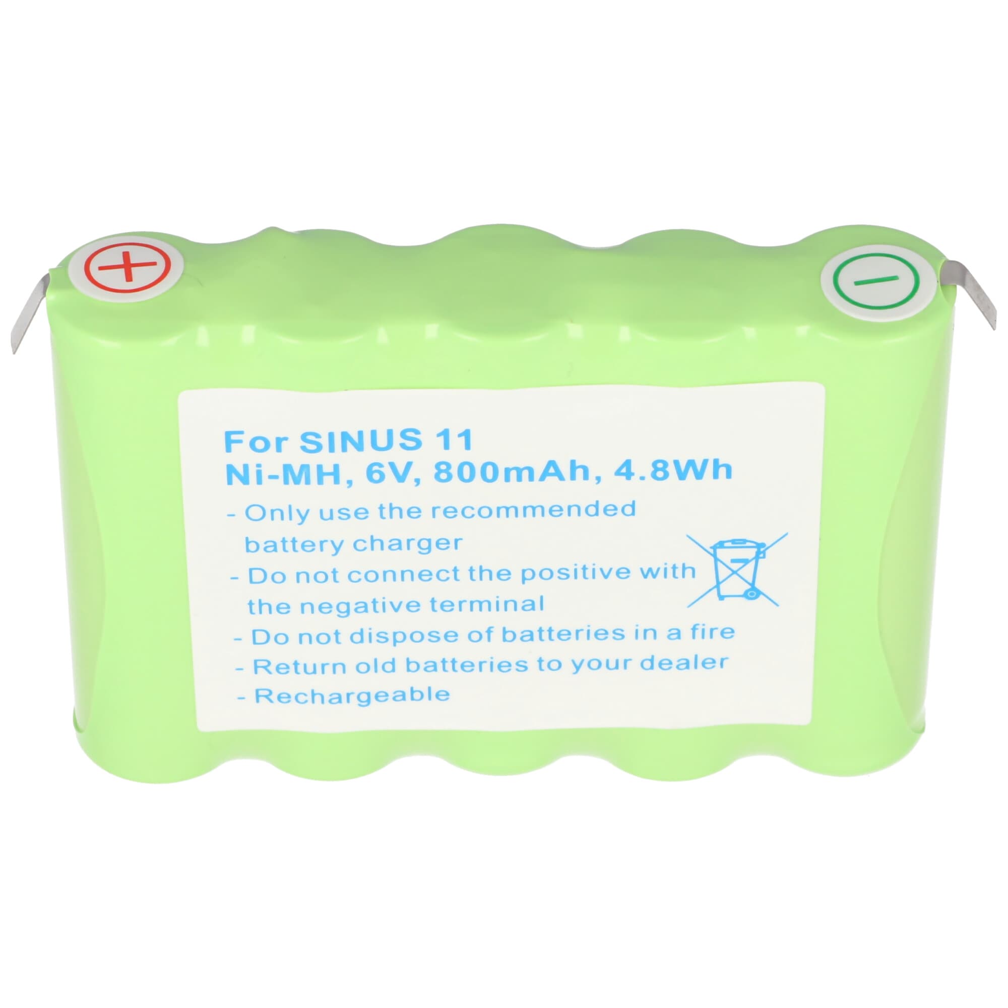 Batterie pour Siemens Sinus 11 universel, NiMH, 6V, 800mAh, 5 x AA, lot de plaquettes avec étiquette de soudure