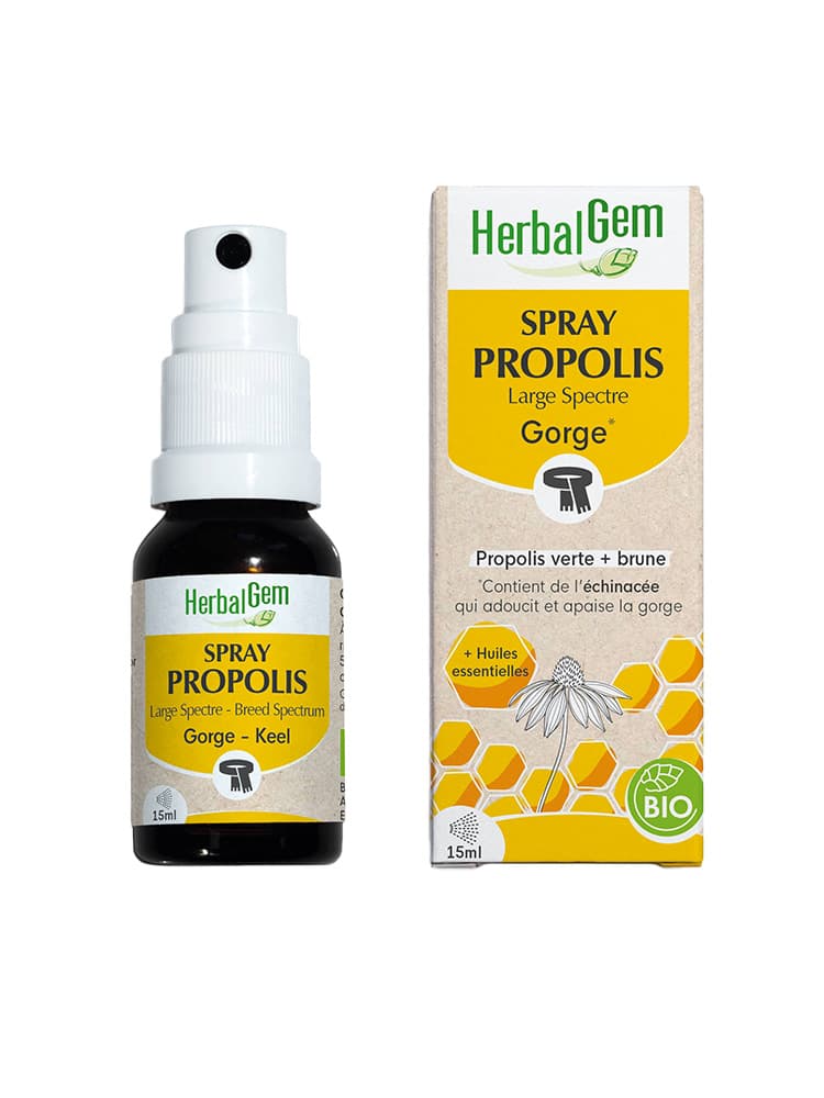 Herbalgem Propolis Large Spectre Spray Bio Dès Les Premiers Signes du Refroidissement 15 ml