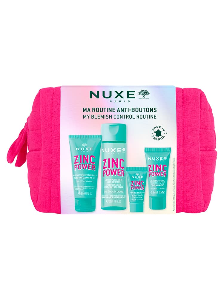 Nuxe Zinc Power Trousse Tissu Ma Routine Anti-Boutons 4 Produits