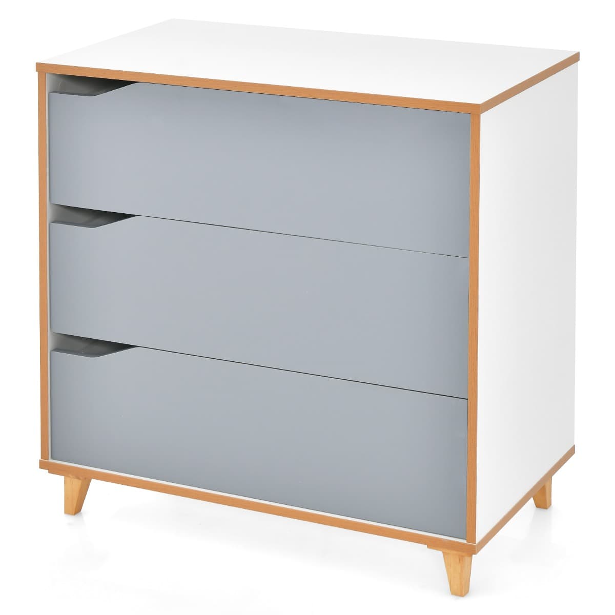 Commode Moderne à 3 Tiroirs Poignée Intégrée de Grande Capacité de Stockage Dispositif Anti-basculem